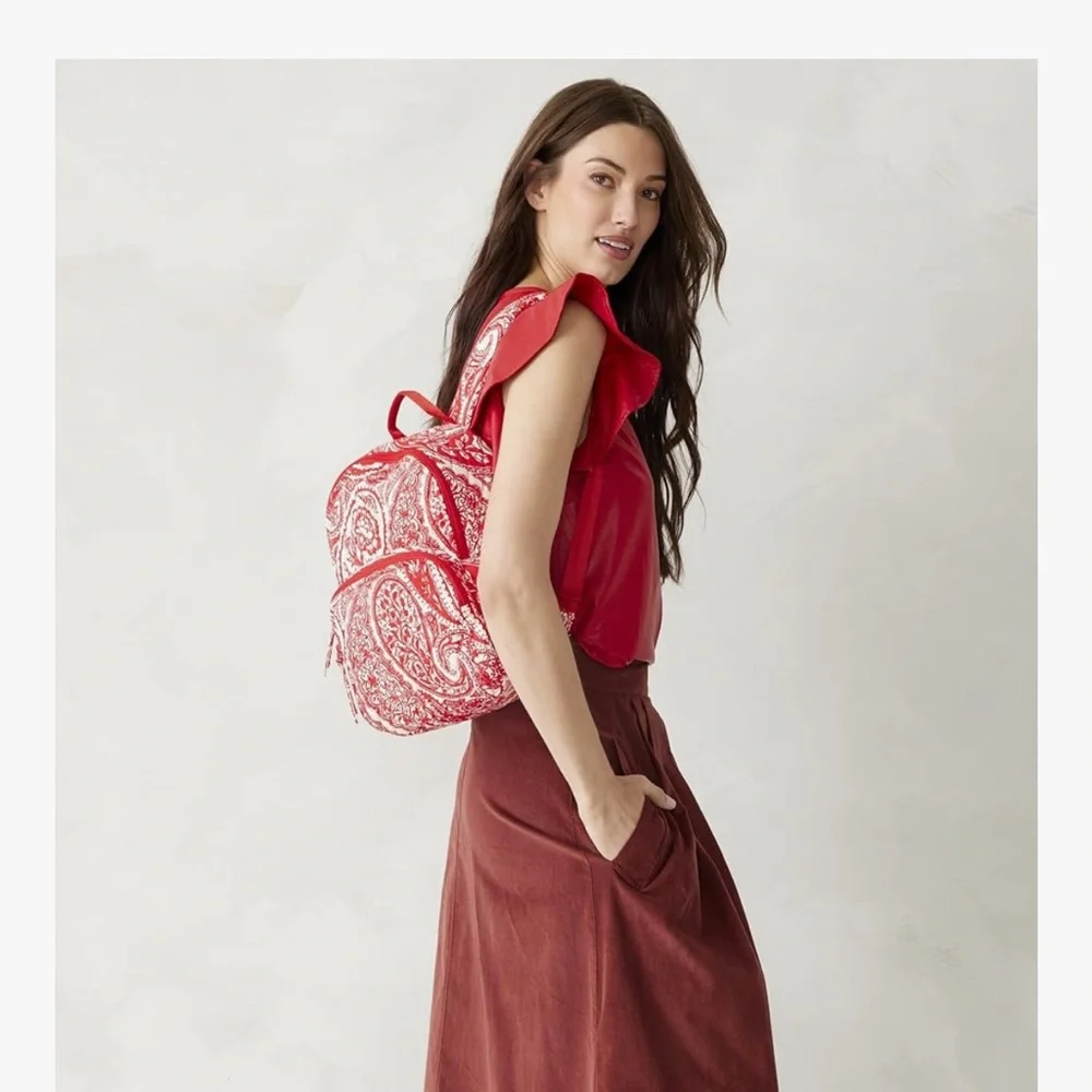 Vera Bradley NWT Red and White Paisley Backpack